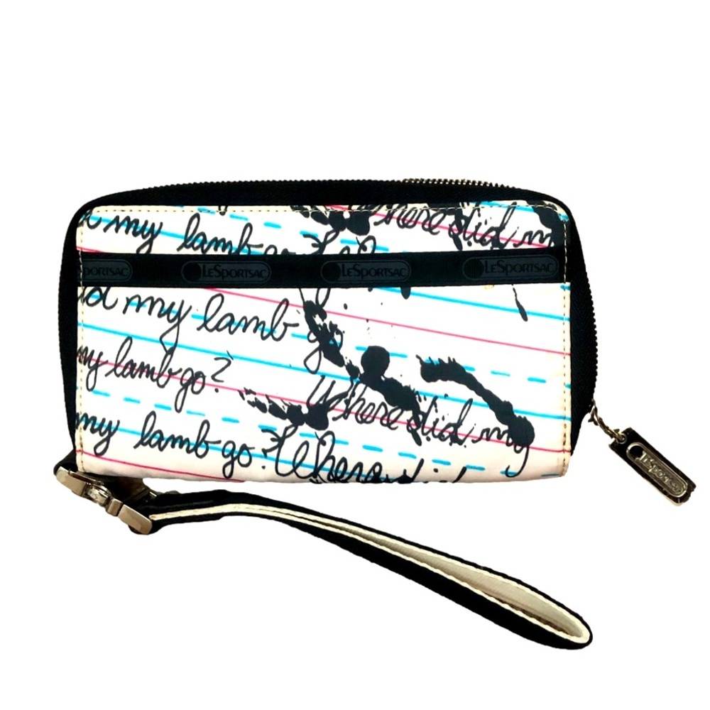 LeSportsac White Multicolor Script Wristlet